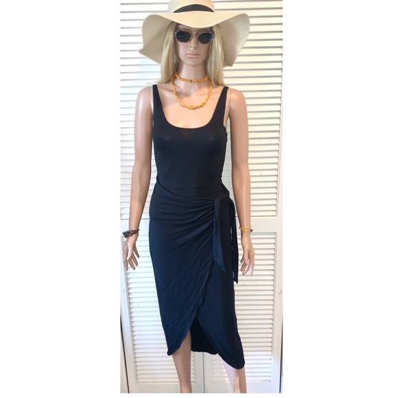 NEW Reformation Kaila Knit Faux Wrap Tank Dress Black Size XS - Picture 3 of 13